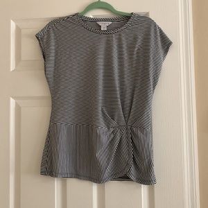 Blue and white striped blouse